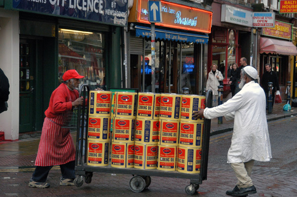 Making a delivery to the Taj Stores, Brick Lane 2002