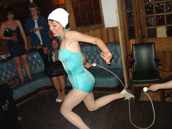 Performance artist in the George Tavern, 2008