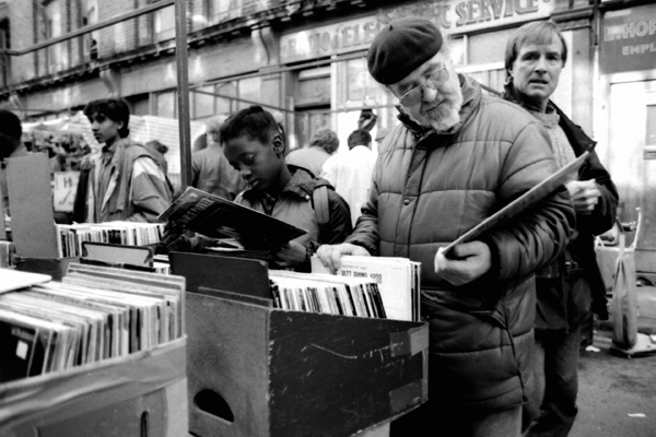Record stall in Cheshire Street, 1985
