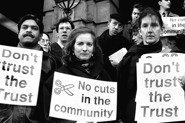 Demonstration outside the London Hospital, 1991
