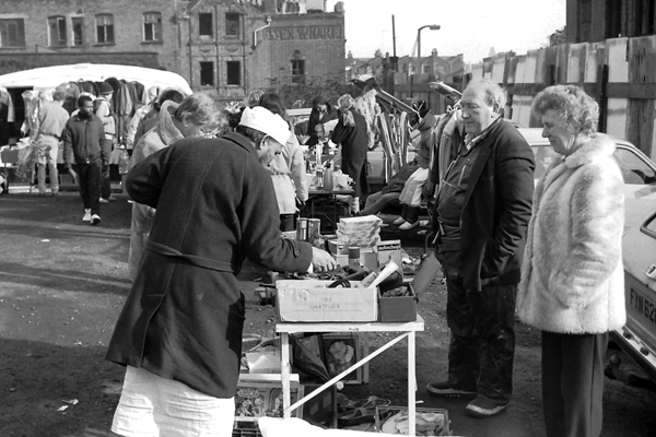 Car boot sale. Vallance Road Whitechapel, 1984