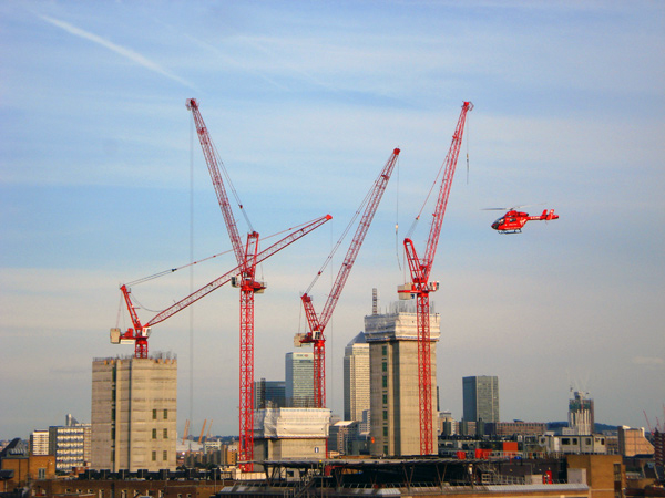 City view looking towards Canary Wharf. London 2009