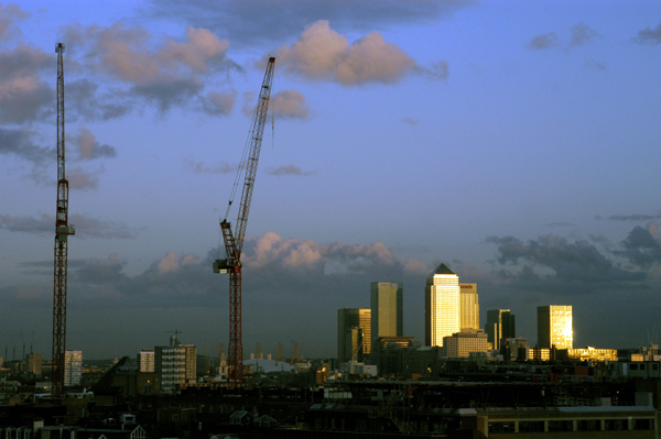 City view looking towards Canary Wharf. London 2009
