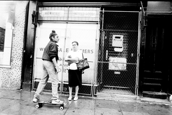 Skateboarder. Whitechapel Road, London 1985