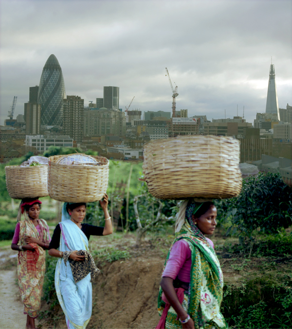 Tea workers. Photomontage 2012