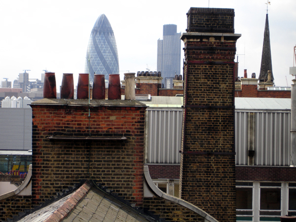 Chimney stacks of the old London hospital. London 2004