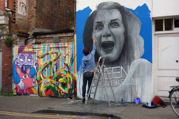  painting Sandra. Hanbury Street, London 2012