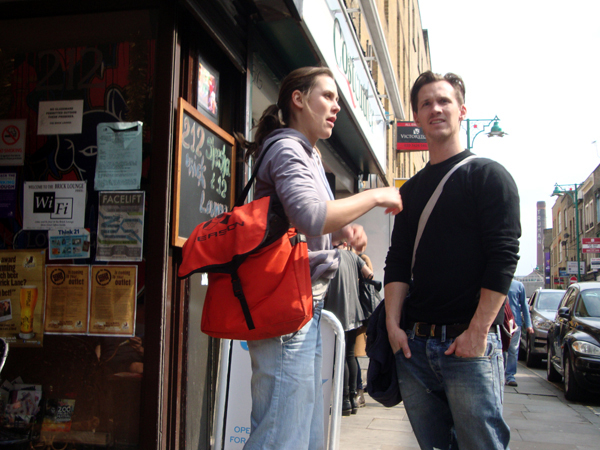Conversation outside a cafe, Brick Lane, London 2012
