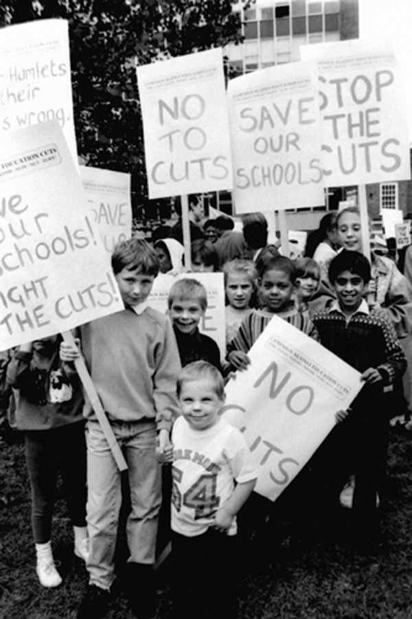Protest against education cuts. Tower Hamlets c.1984
