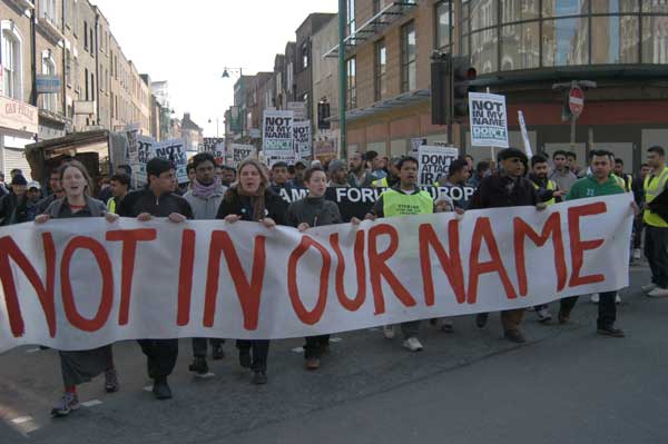 Demonstration against the war in Iraq. Brick Lane