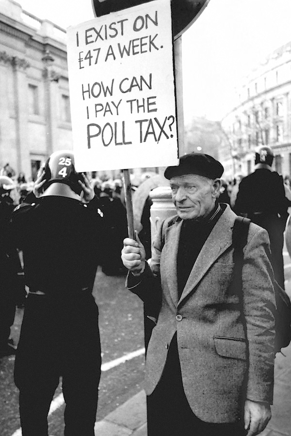 Anti Poll Tax demo. Trafalgar Square 1990.