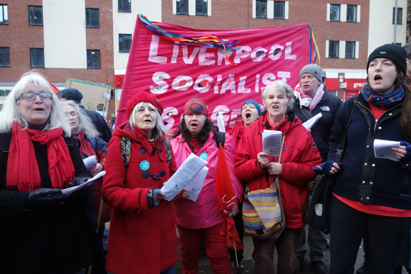 Liverpool Socialist Singers on the picket line 2016