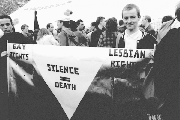 Pat at Gay Pride 1980s
