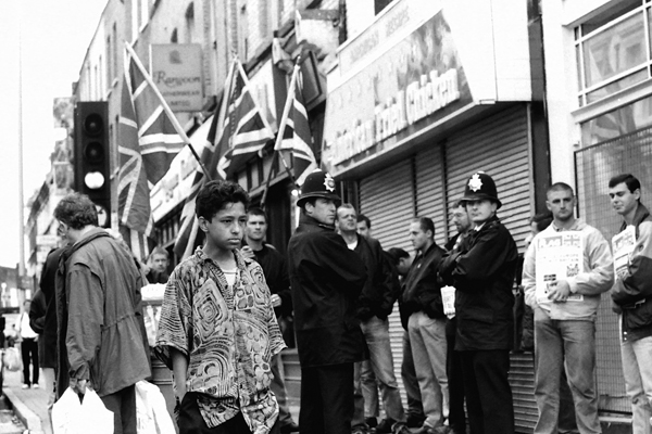 The BNP on Bethnal Green Road (top of Brick Lane) c.1990