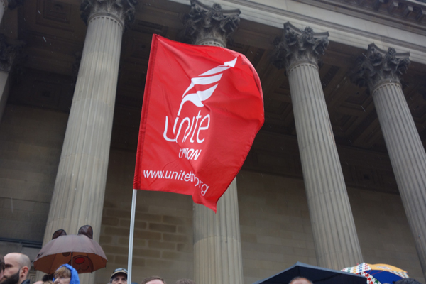 Many Trade Unions were represented at the rally