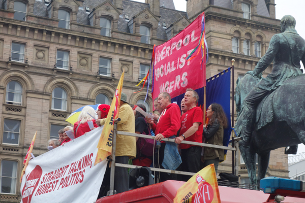 Liverpool Socialist Singers entertained the crowd before the start of the rally