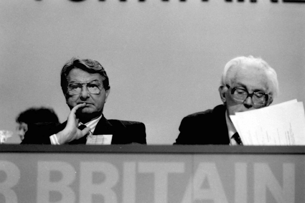 Eric Heffer (left) with Labour leader Michael Foot at the Labour Party conference 1982