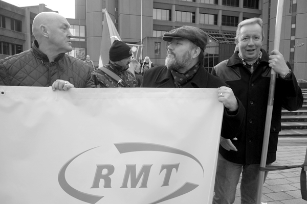 RMT members. Demonstration in support of Martin Zee. Derby Square. 