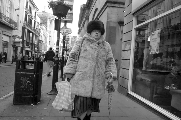 Woman with a fur hat. Liverpool 2016