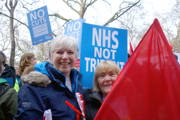 Members of the Merseyside Pensioners Association at the recent London demonstration to save the NHS