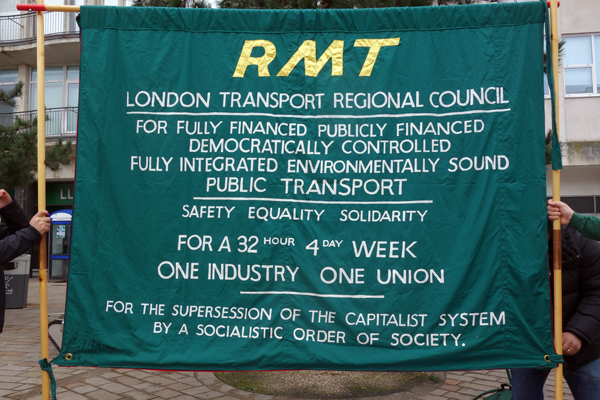 RMT banner from London. Liverpool 2017.
