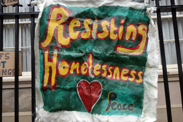 Resisting homelessness outside Liverpool Town Hall, 2017.