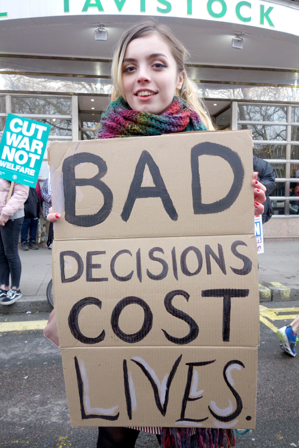 Bad decisions. NHS demonstration. London 2017.
