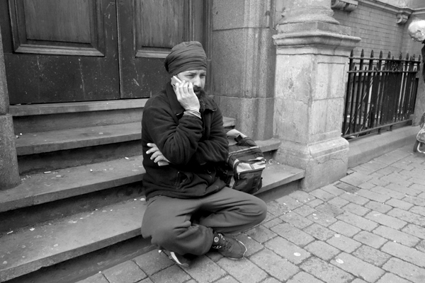 Man with phone. Wolverhampton, April 2017.