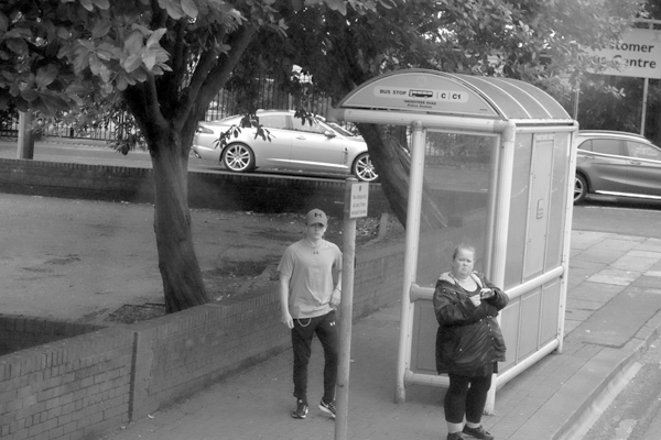 Bus stop on Wavertree Road. Liverpool 2017.