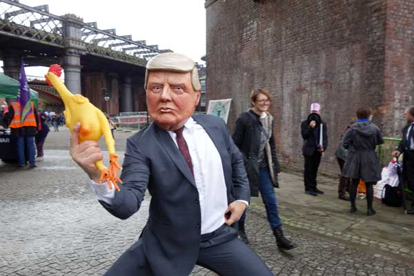 Street theatre with Donald Trump. Manchester, October 2017.