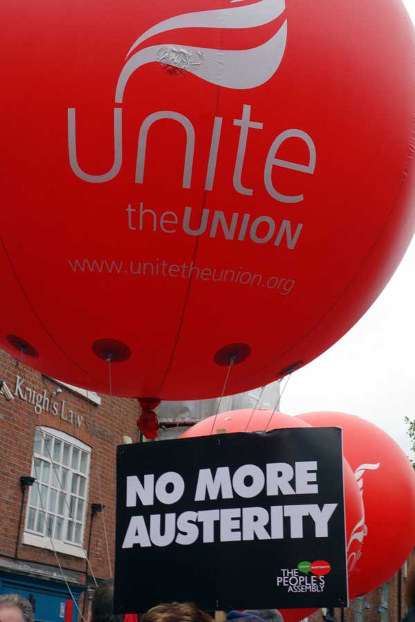 The demonstration was backed by several Trade Unions including UNITE. Manchester, October 2017.