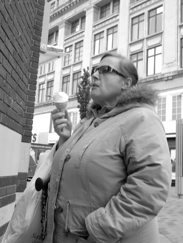 Woman with an ice cream. Church Street, Liverpool, October 2017. 