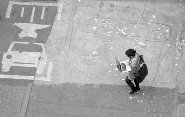 Laptop on Hanbury Street. East London May 2010.