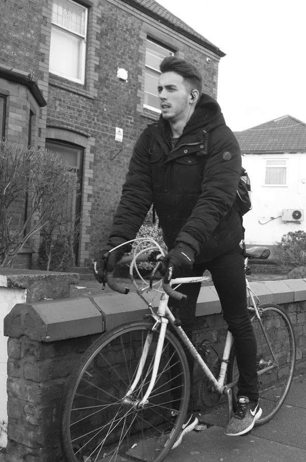 Bicycle on Wavertree High Street. Liverpool, December 2017.