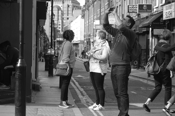 Tourists on Brick Lane. East London, September 2017. 