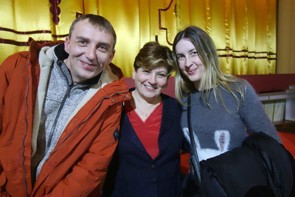 Chris Hopkins composed music for the film. He is seen here with Emily Thornberry and his partner Rachel. 