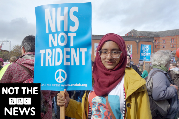 NHS Not Trident. Publicity shot for the film. Manchester 2017. 