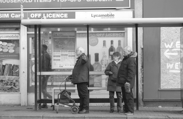 Bus stop on Picton Road. Liverpool March 2018.