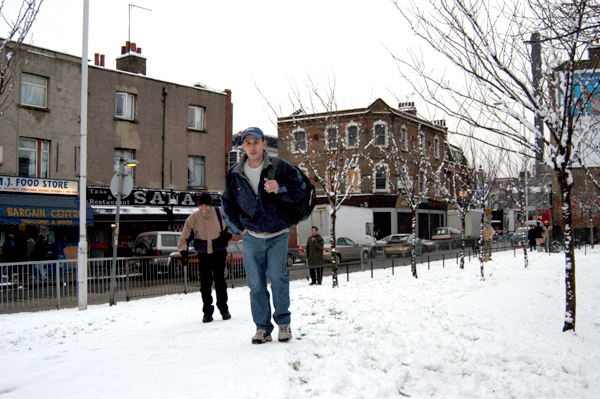 Snow in Vallance Road. East London, January 2002.