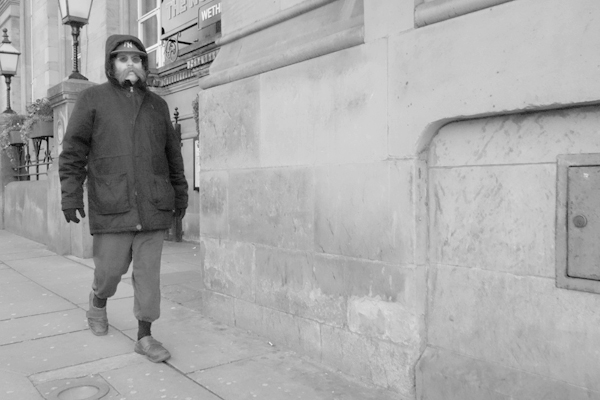 Man with hood. Lime Street, Liverpool 2017 