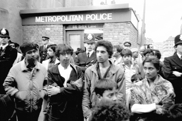 The demonstration concluded outside Brick Lane Police station.