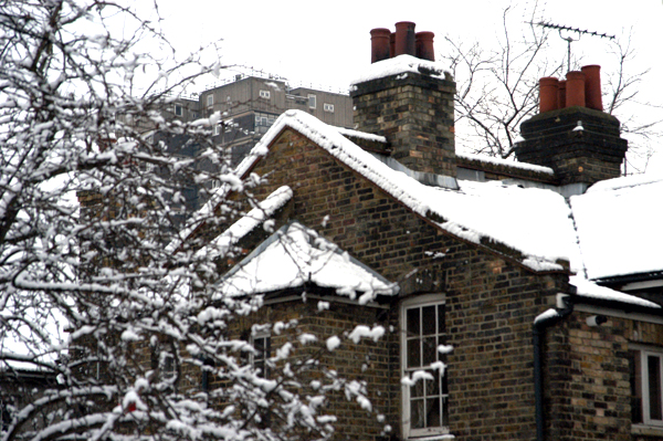 View from Deal Street with Pauline House in the distance. East London, January 2002.